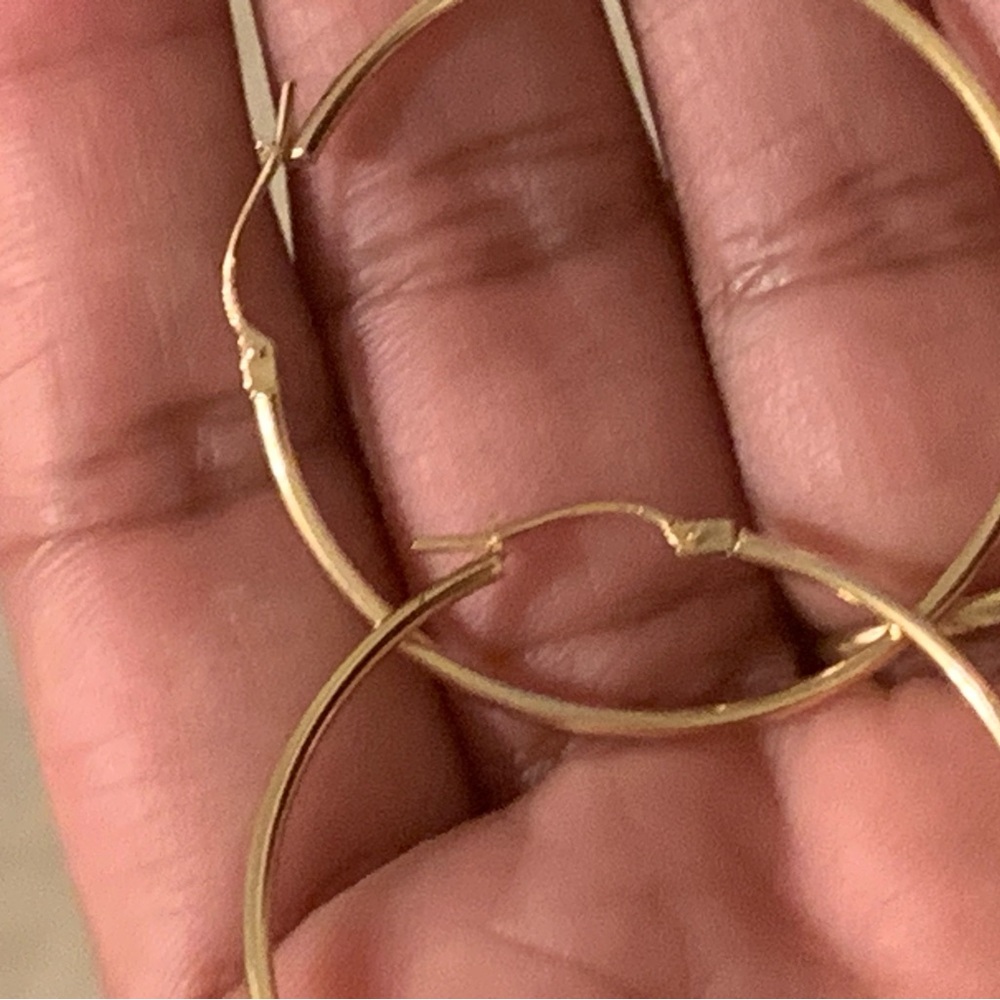 14k Gold Big Hoops - Picture 5 of 7